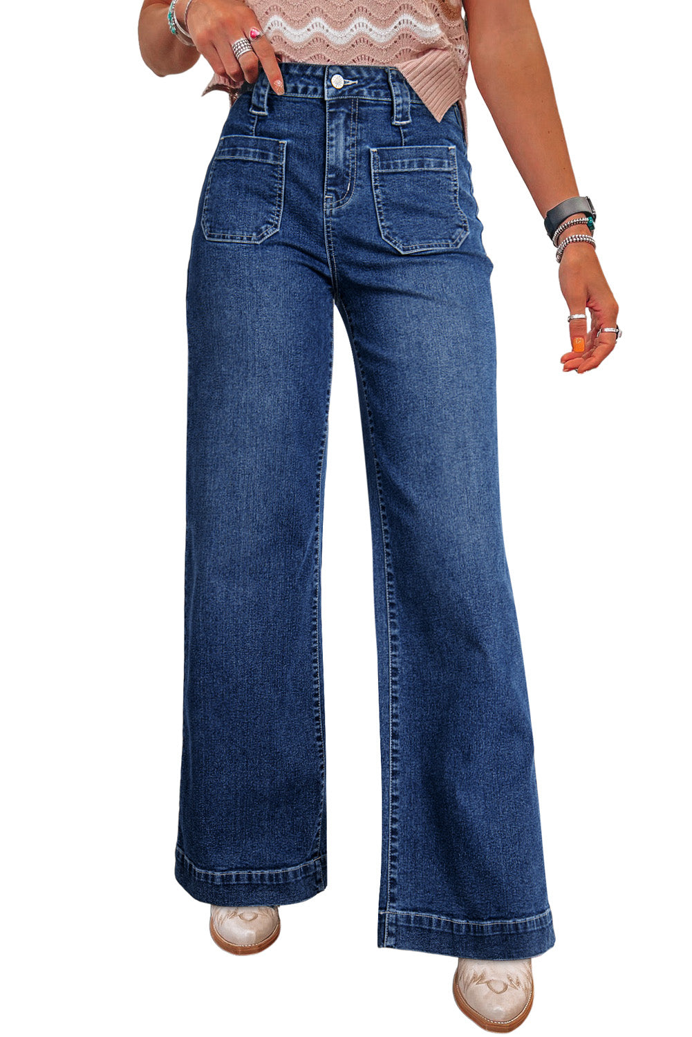 Jean pour FEMMES - Bleu - Large et straight