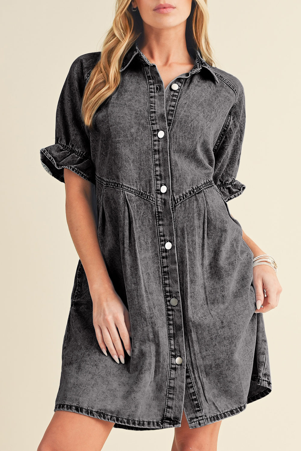 Robe courte en jean - Avec poches