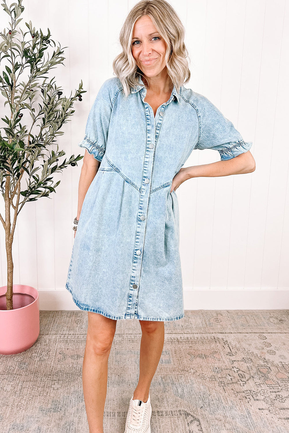 Robe courte en jean - Avec poches