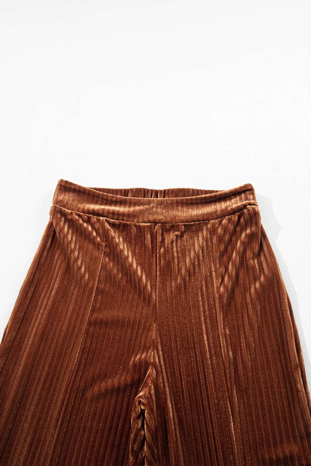 Chestnut Solid Color High Waist Corduroy Flare Pants