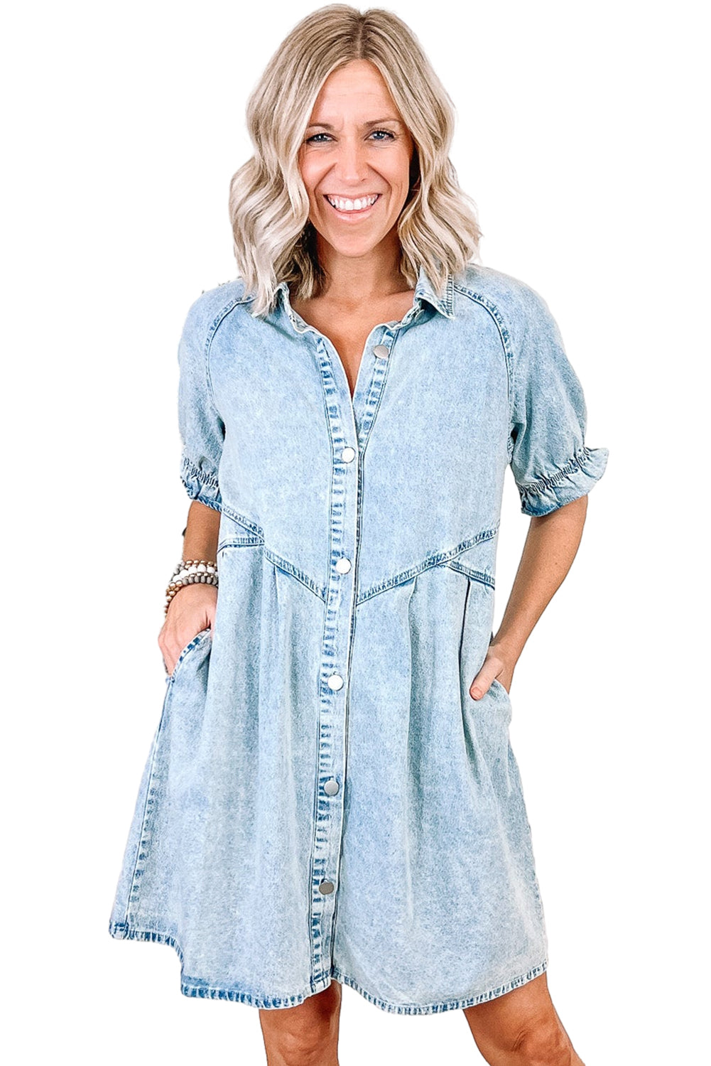 Robe courte en jean - Avec poches