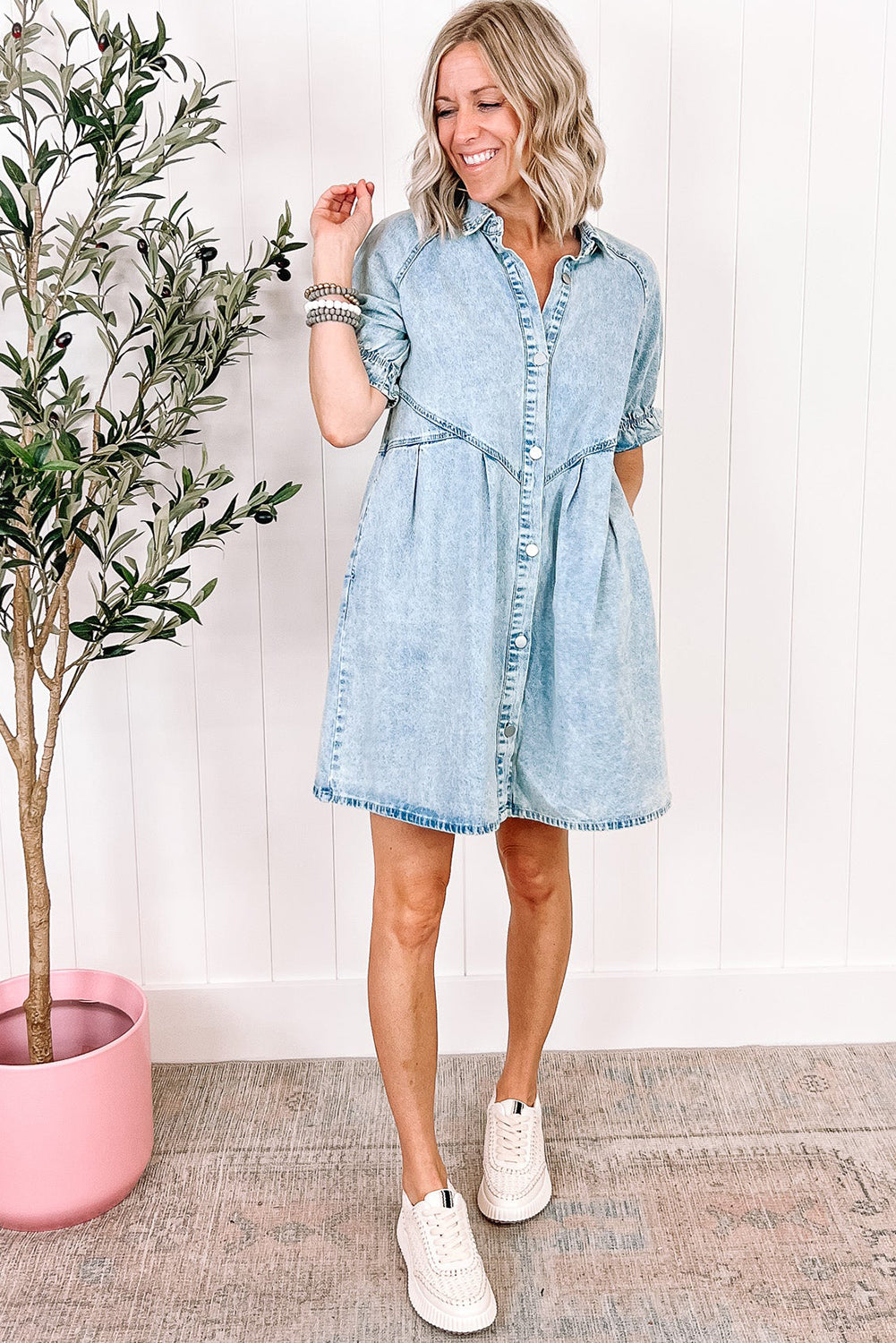 Robe courte en jean - Avec poches