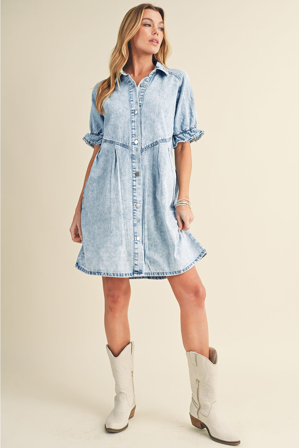 Robe courte en jean - Avec poches