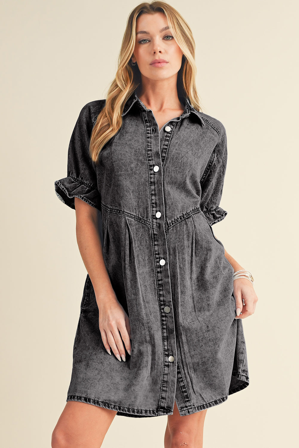 Robe courte en jean - Avec poches