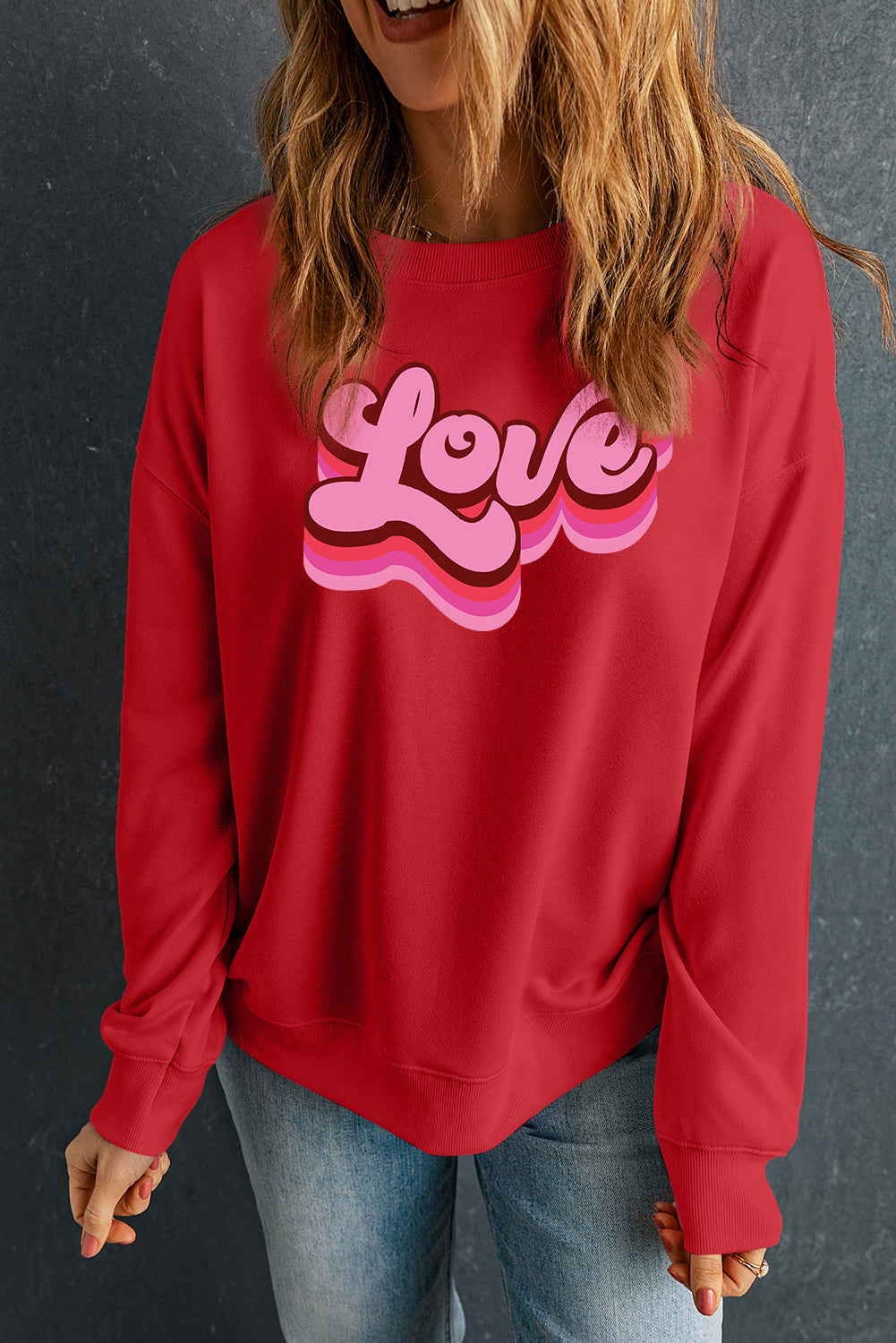 Pull à manches longues - Imprimé "Love" - Pour FEMMES