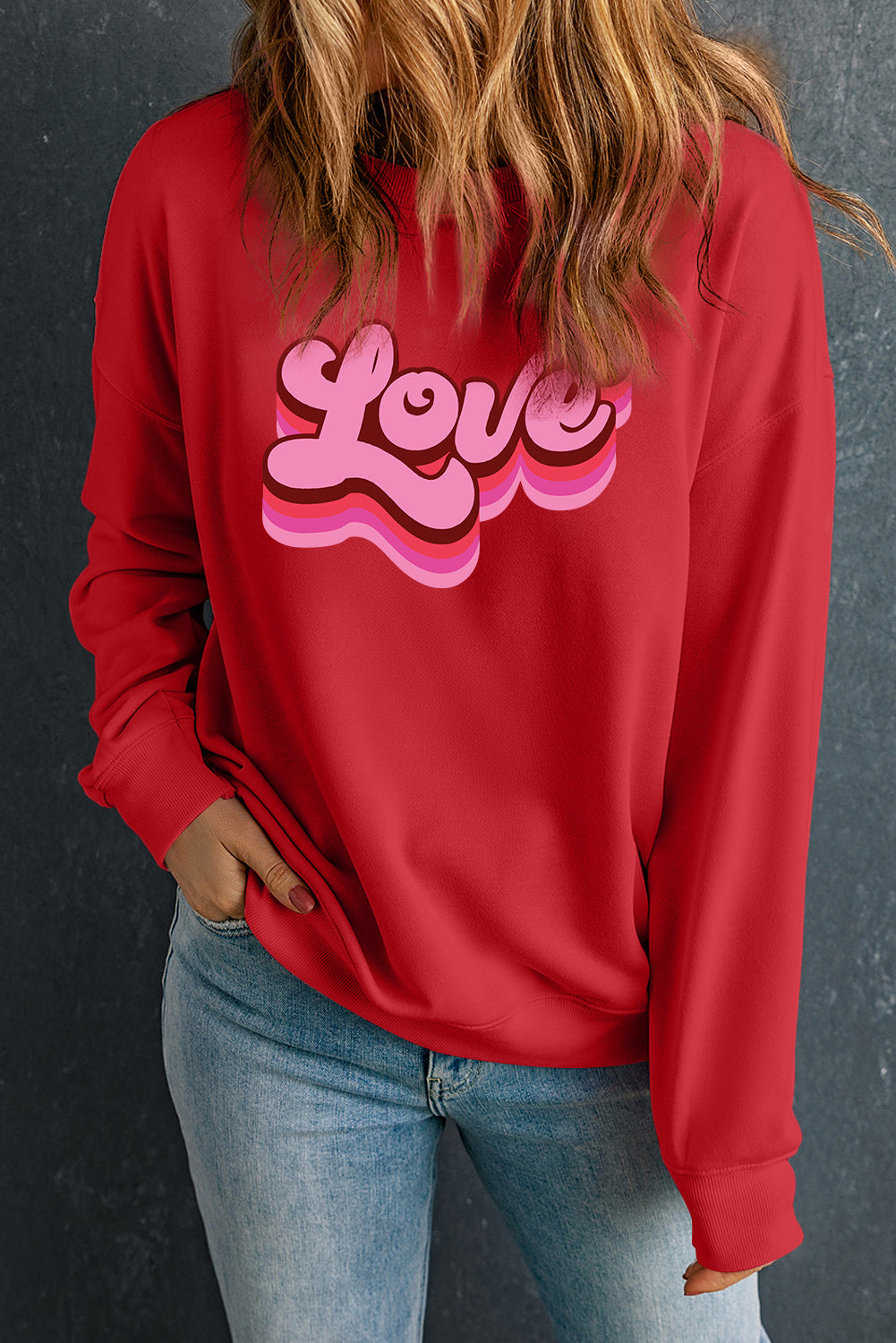 Pull à manches longues - Imprimé "Love" - Pour FEMMES