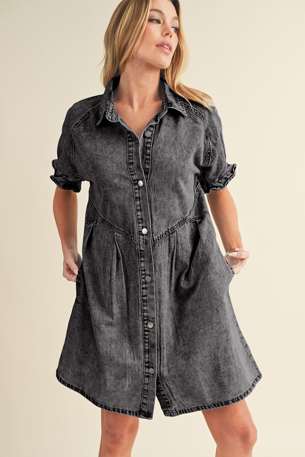 Robe courte en jean - Avec poches