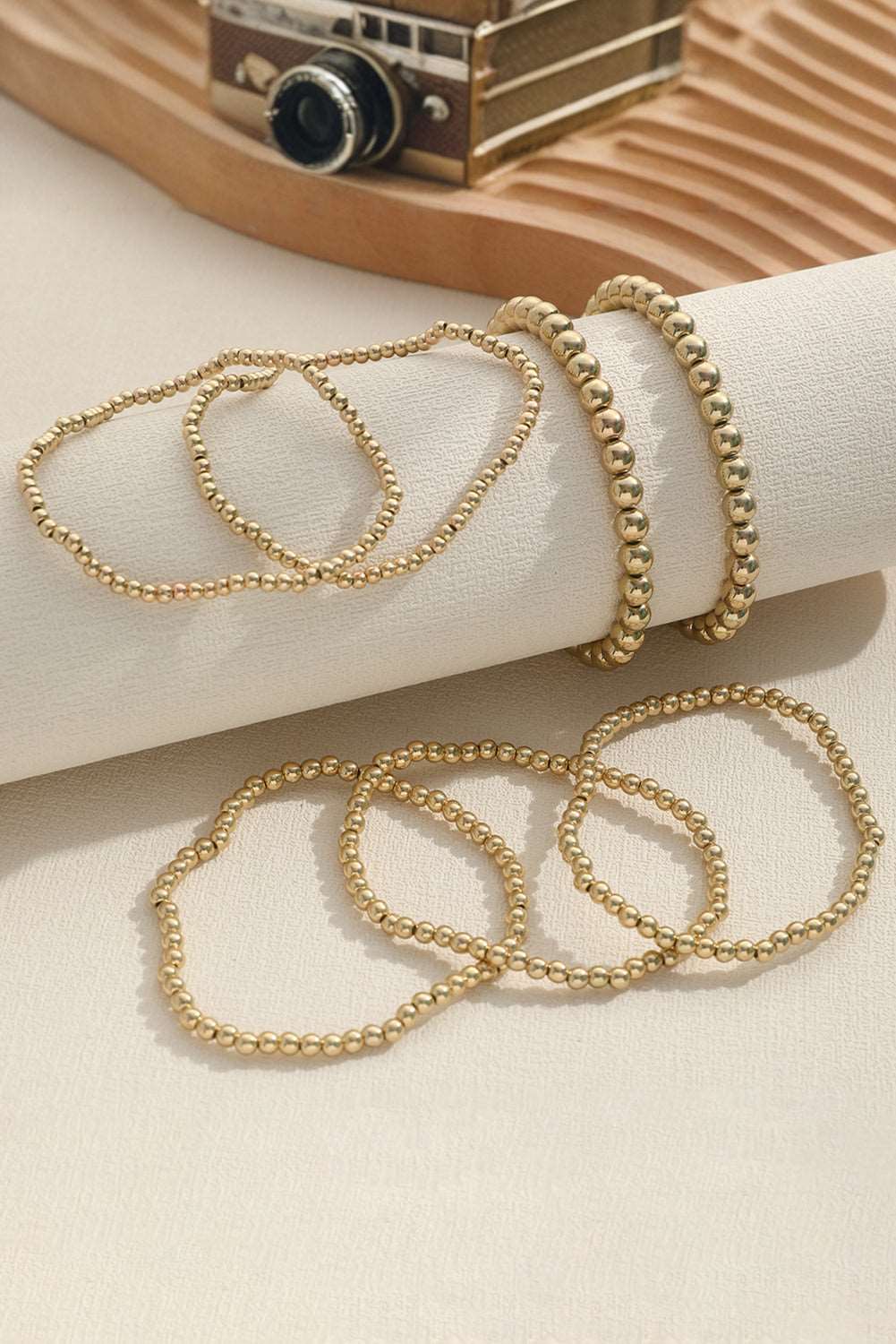 Gold 7pcs Minimalist Beaded Luxury Bracelet Set