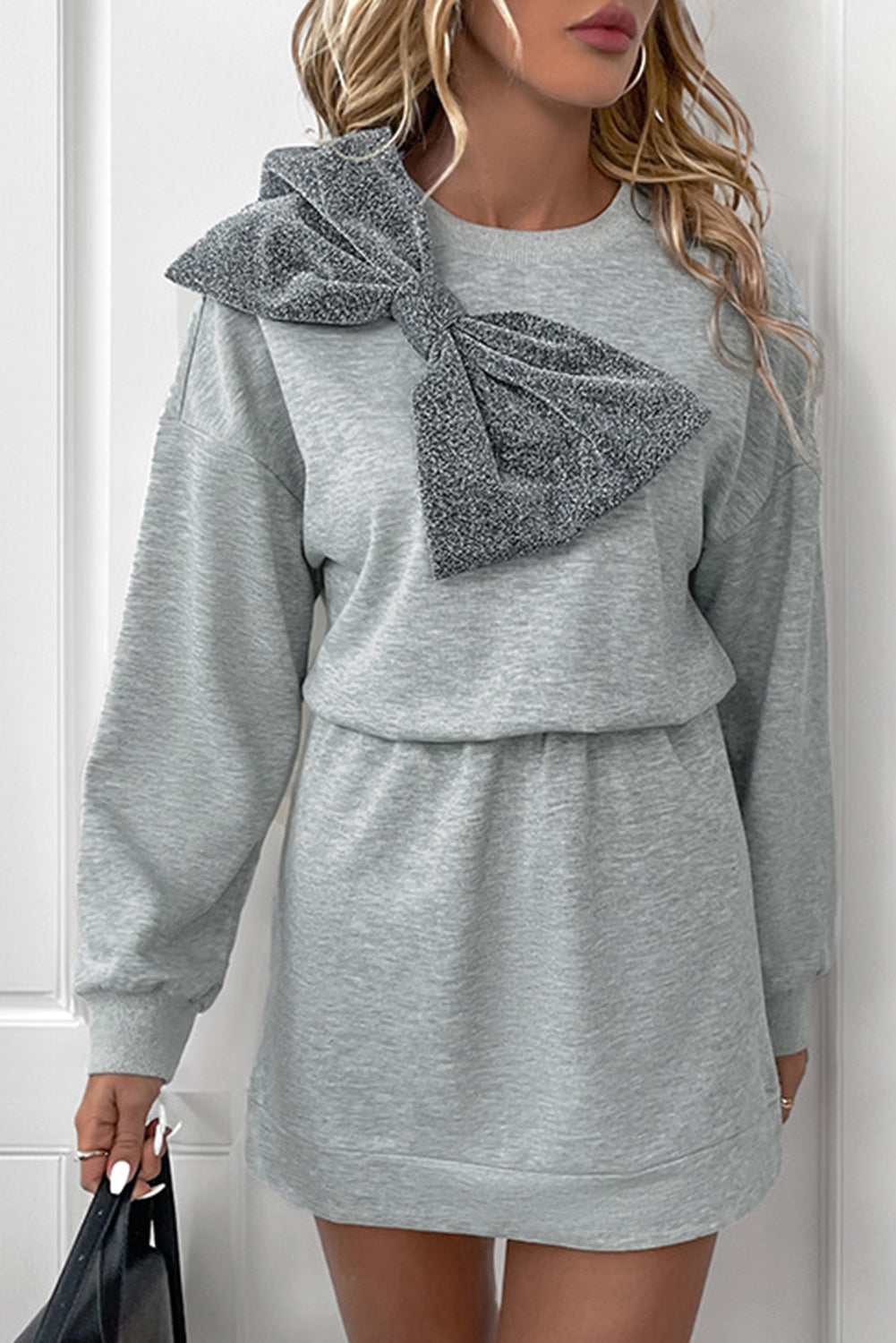 Robe courte en pull - Grise