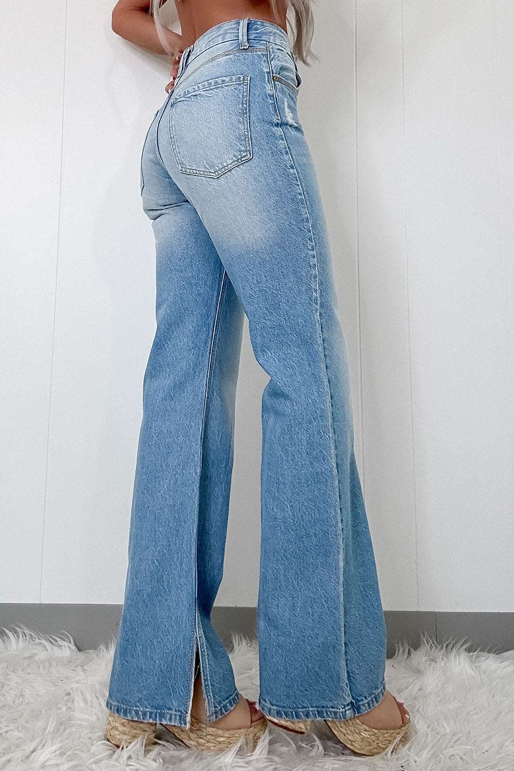 Myosotis High Rise Shift Slit Leg Straight Jeans