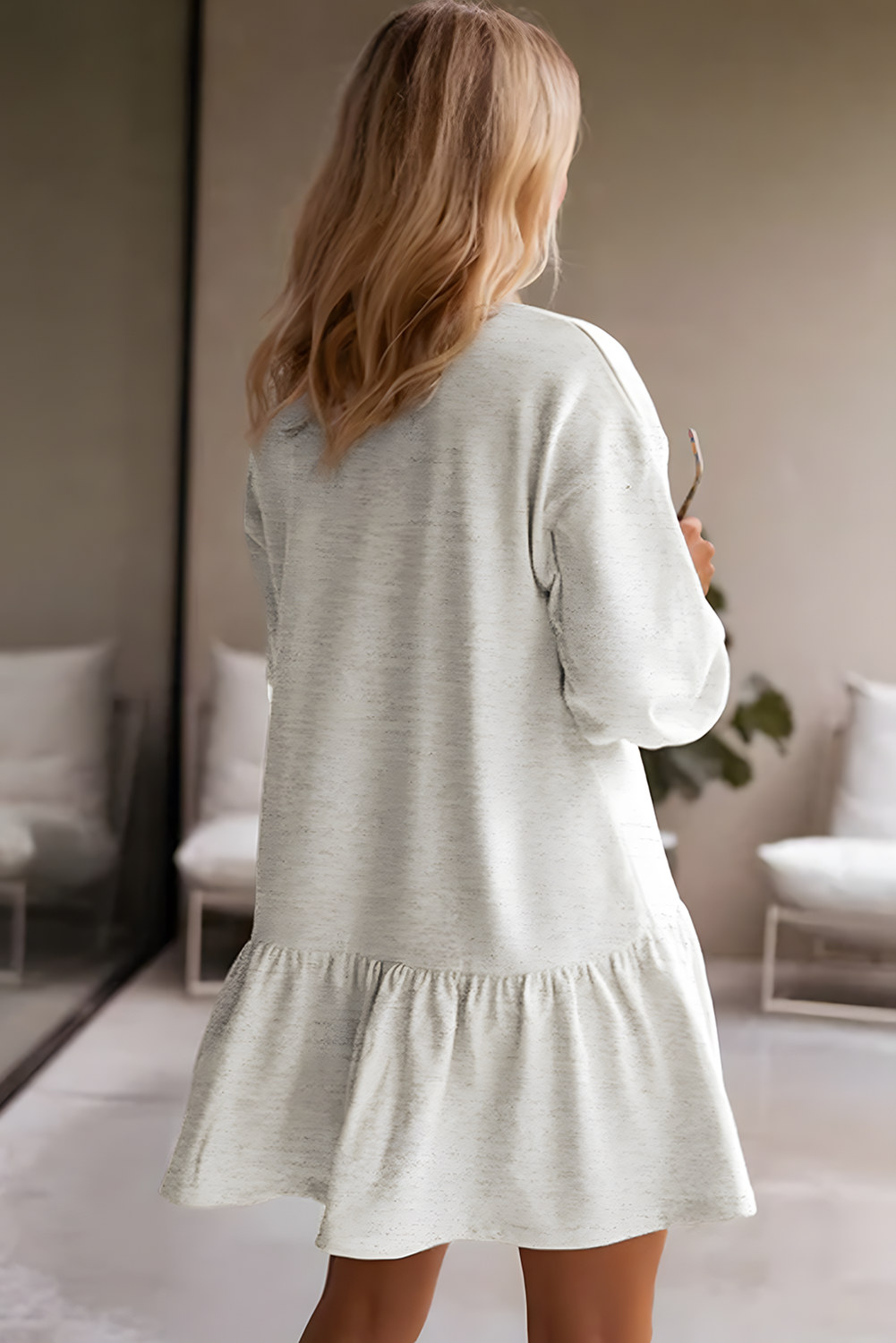 Robe courte en pull - À manches longues