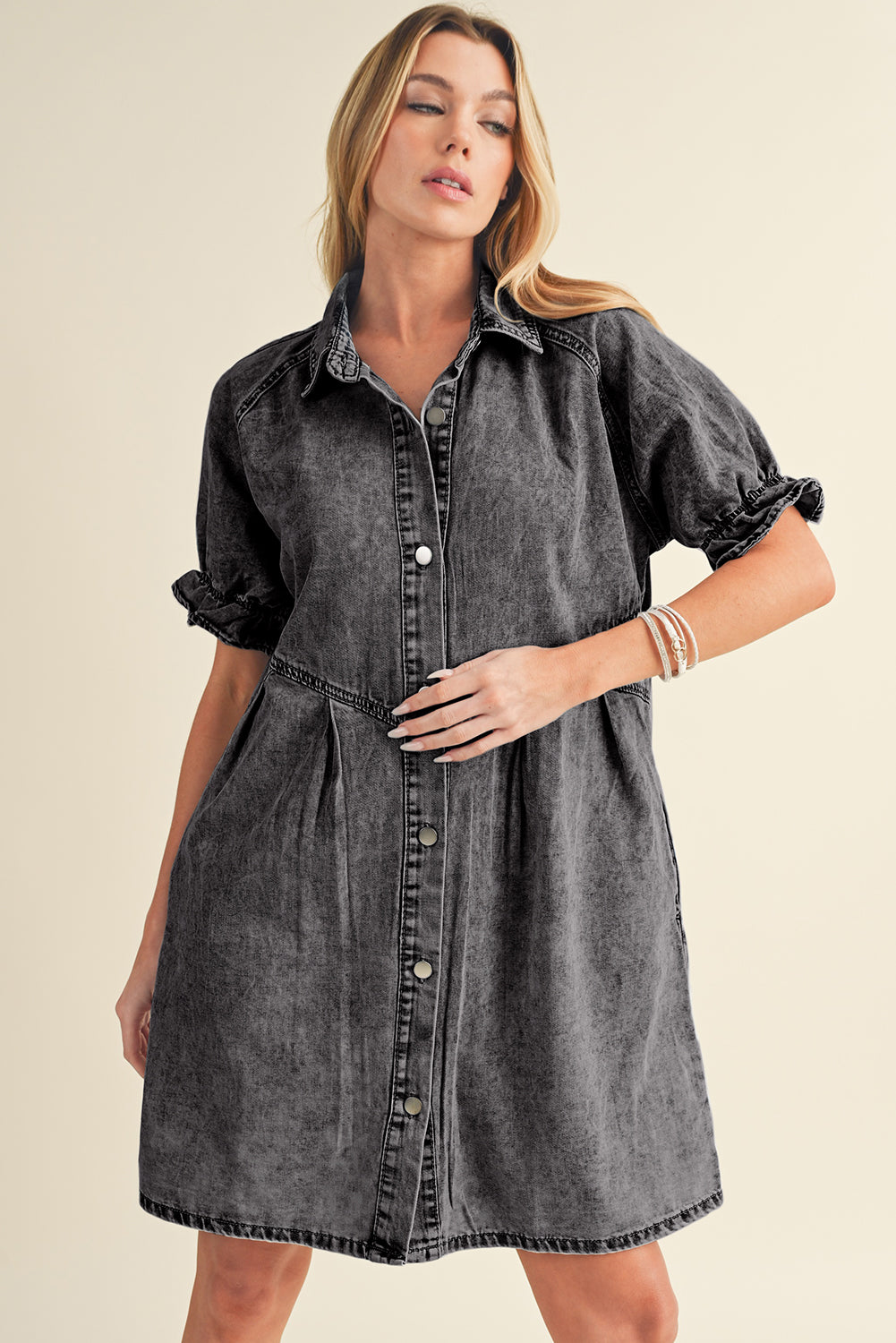 Robe courte en jean - Avec poches